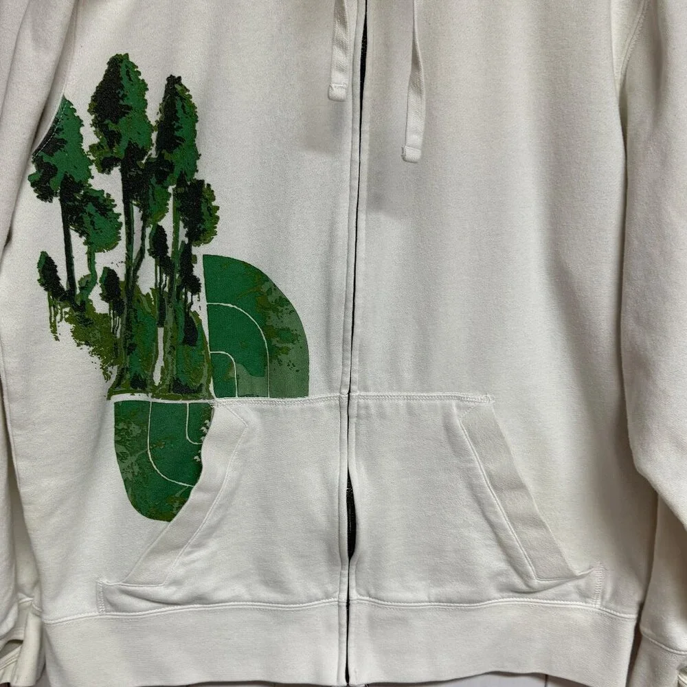 The North‎ Face Men’s Full Zip Hoodie Large White Trees Graphic GUC